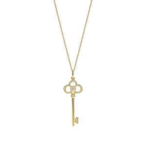 Pure 18K gold crown key pendant necklace