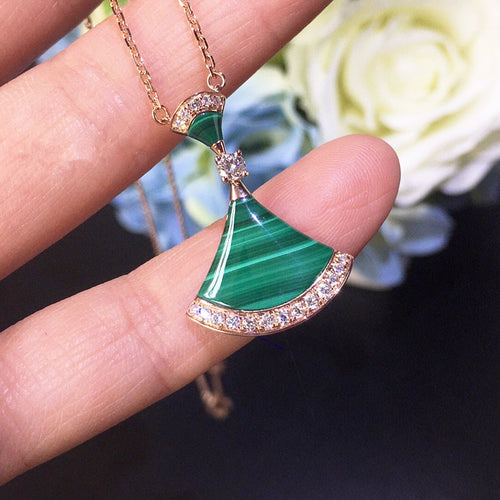 18K rose gold Sector malachite necklace