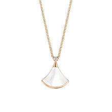 Load image into Gallery viewer, 18K rose gold Sector necklace White fritillary Carnelian red fritillary