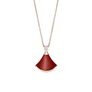 18K rose gold Sector necklace White fritillary Carnelian red fritillary