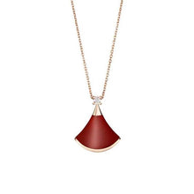 Load image into Gallery viewer, 18K rose gold Sector necklace White fritillary Carnelian red fritillary